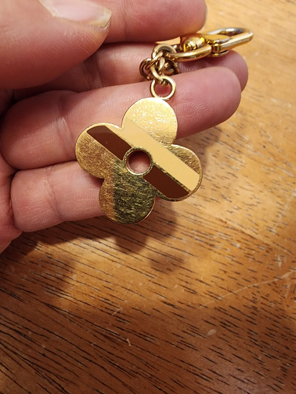 Louis Vuitton Gold Stripes Monogram Flowers Bag Charm.